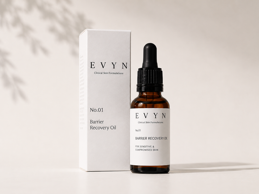 EVYN Barrier Recovery Oil bottle with product box for sensitive skin