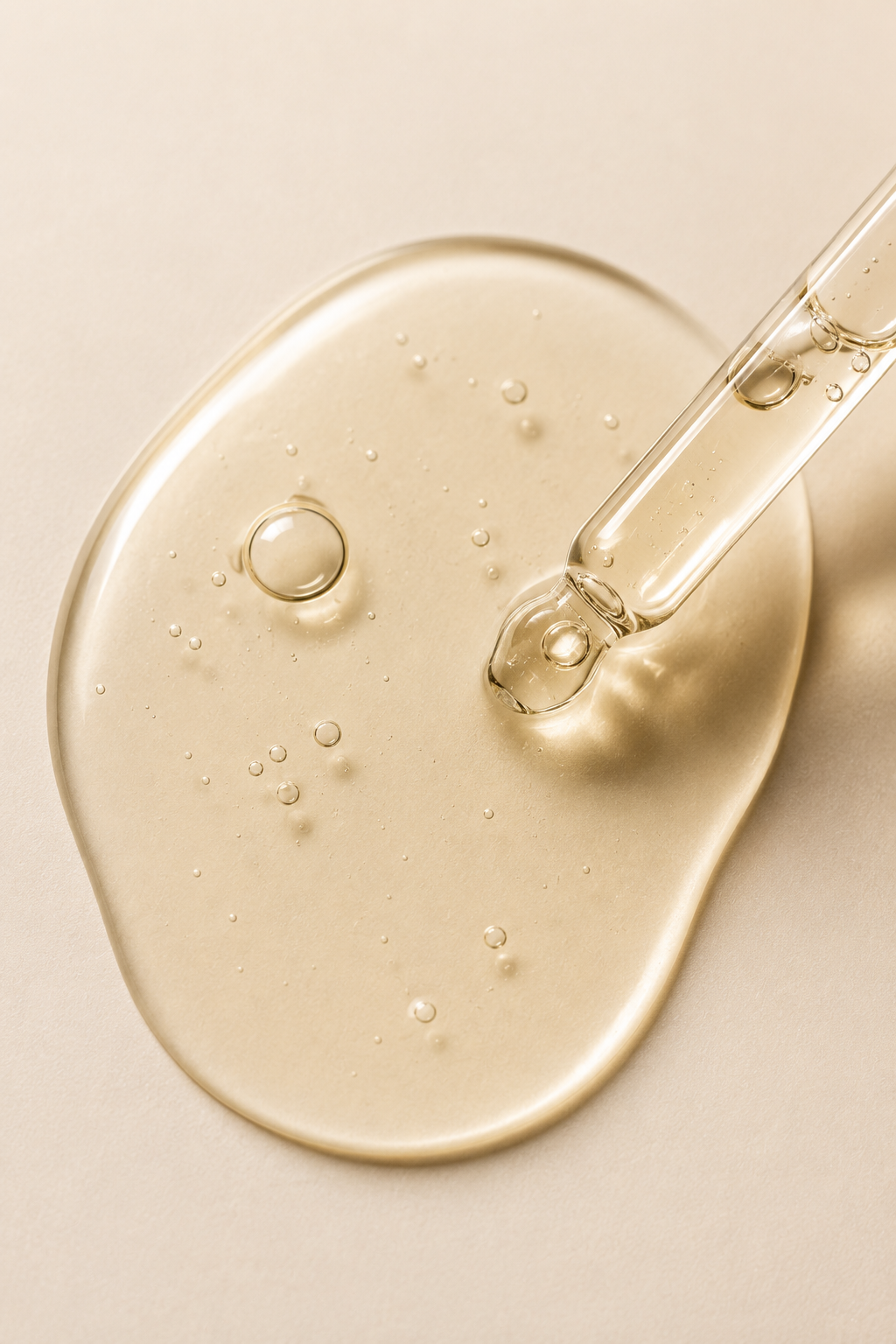 Lightweight facial oil texture with glass dropper